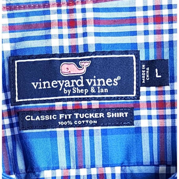 Vineyard Vines By Shep & Ian Classic Fit Tucker 100% Cotton Blue Plaid Shirt - Picture 15 of 16